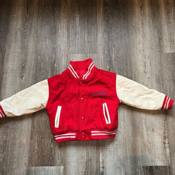 Vintage Varsity Jacket Looney Tunes Wool Leather Warner Bros Kids XS Embroidered - Picture 2 of 16